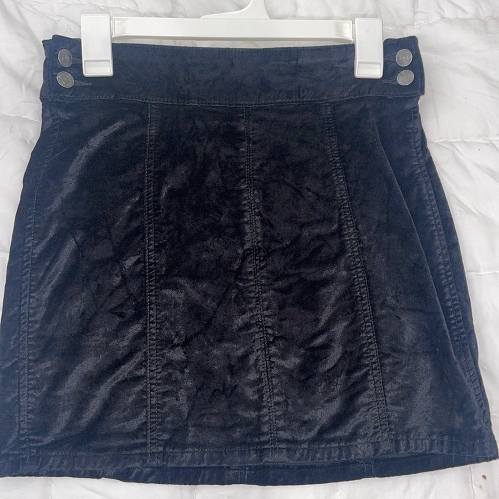 Free People Black Leather Skirt